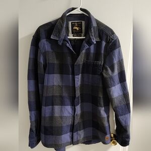 Quicksikver Nacy And Black Plaid Flannel Shirt Modern Fit , Size XL